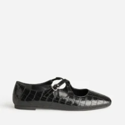 Ballerine noire embossage effet croco