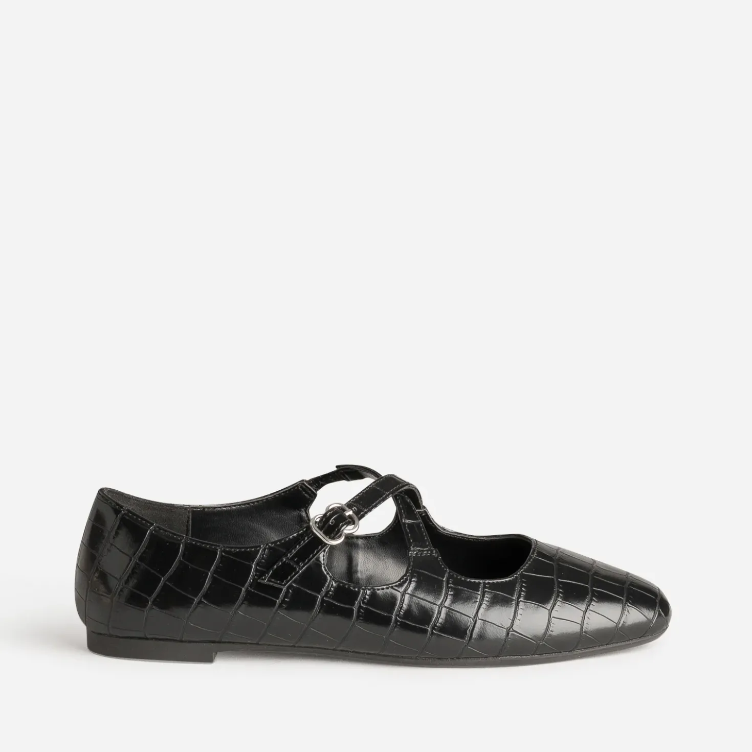 Ballerine noire embossage effet croco