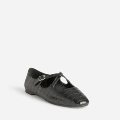 Ballerine noire embossage effet croco