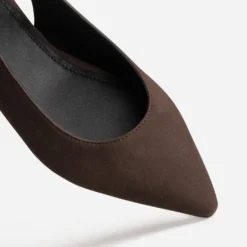 Ballerine slingback marron cuir velours