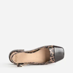 Ballerine slingback marron motif léopard