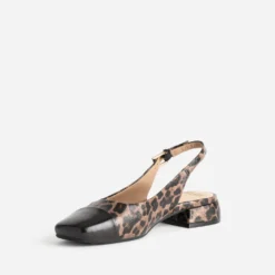 Ballerine slingback marron motif léopard