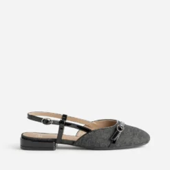 Ballerine slingback noire bi-matière