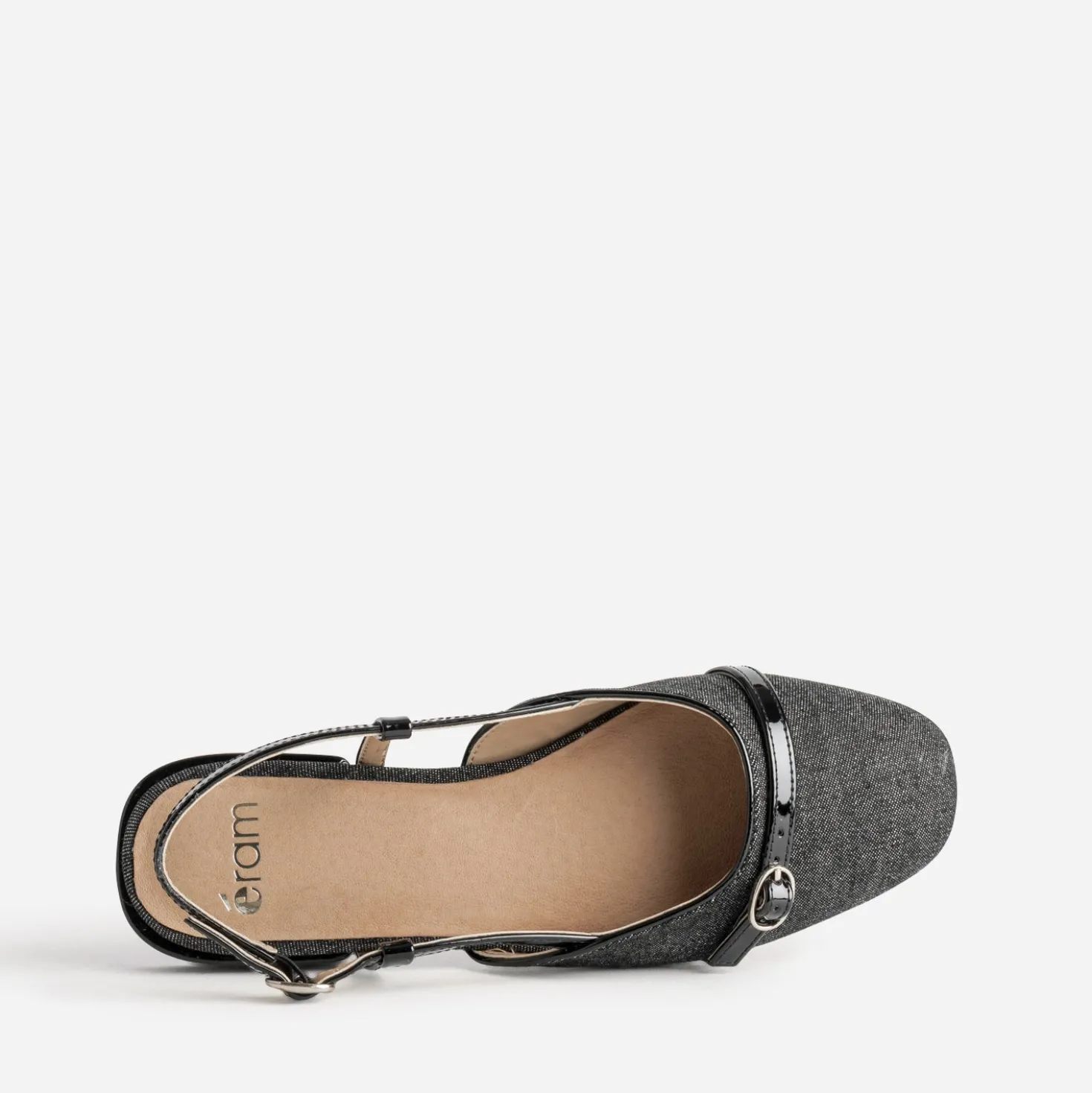 Ballerine slingback noire bi-matière