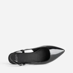 Ballerine slingback noire vernie