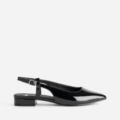 Ballerine slingback noire vernie