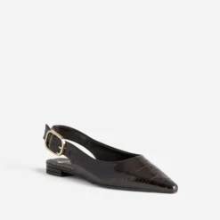 Ballerines slingback marron embossé