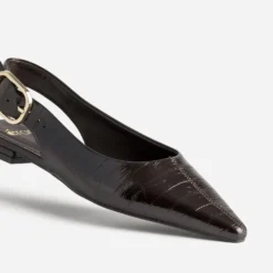 Ballerines slingback marron embossé