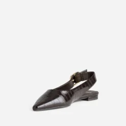 Ballerines slingback marron embossé