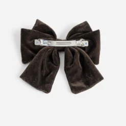 Barrette marron gros noeud velours