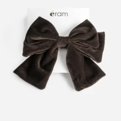 Barrette marron gros noeud velours