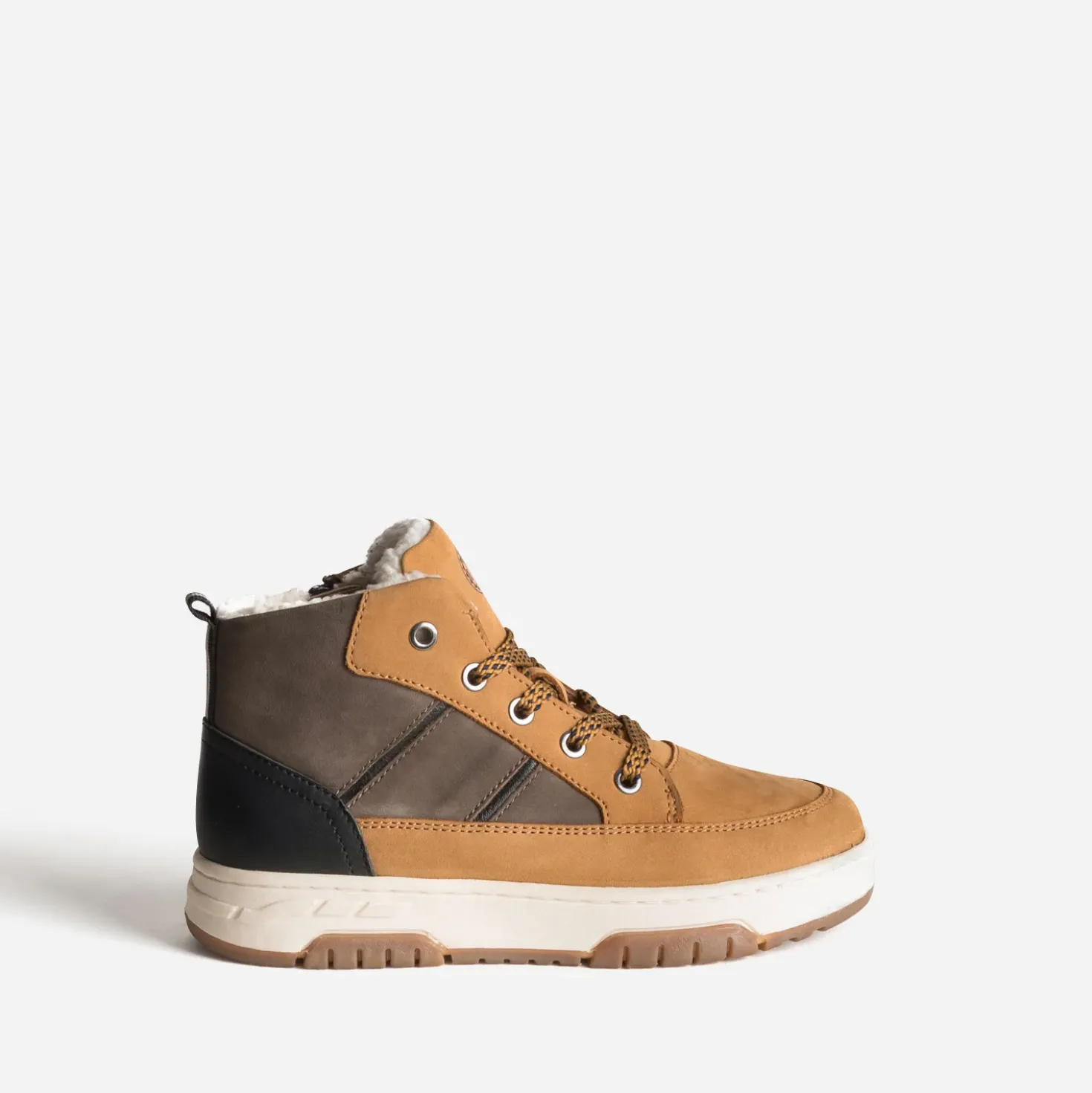 Basket BUGGY camel, taupe, noir cuir