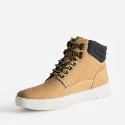 Basket camel en cuir nubuck