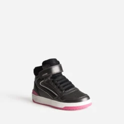Basket GEOX noire métallisée et rose