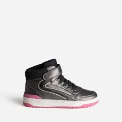 Basket GEOX noire métallisée et rose
