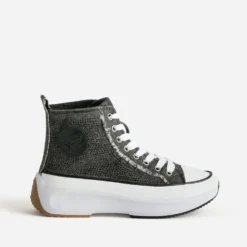 Basket KAPORAL grise denim strassé à plateforme
