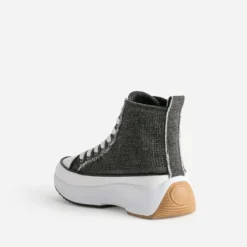 Basket KAPORAL grise denim strassé à plateforme