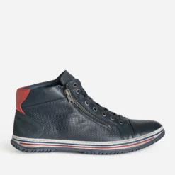 Basket marine en cuir embossé