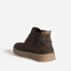 Basket marron cuir velours semelle effet crêpe