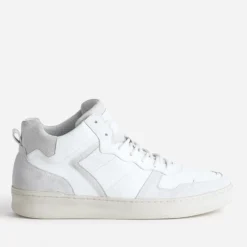 Basket montante blanche et grise en cuir