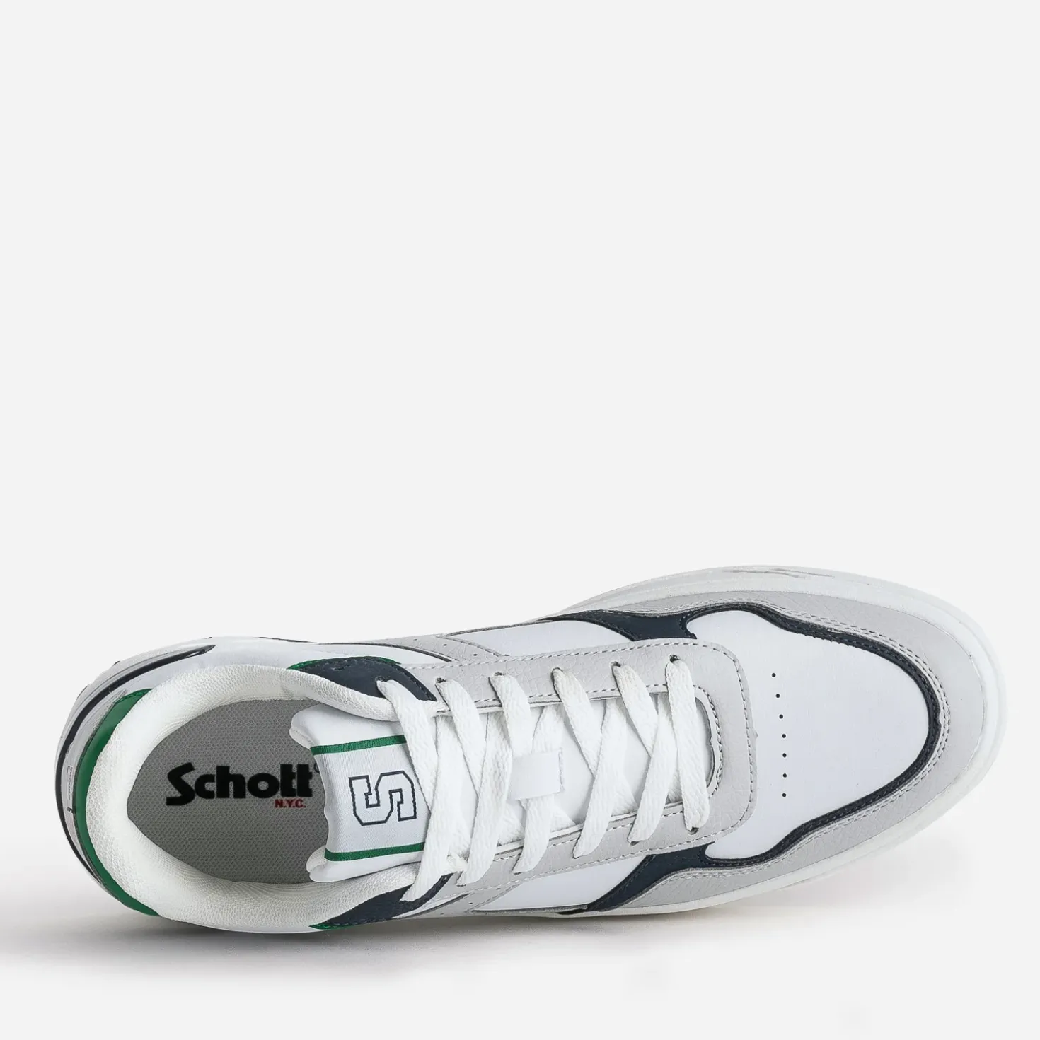 Basket SCHOTT blanche, grise et verte