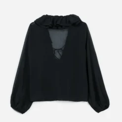 Blouse ERAM WEAR noire voile à volants
