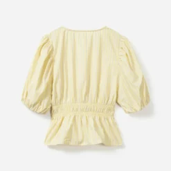 Blouse TEXTO jaune motif rayures taille élastiquée