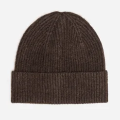 Bonnet marron maille côtelée homme