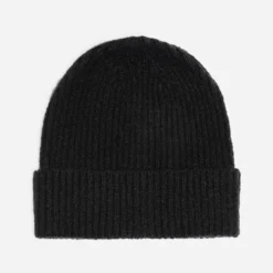Bonnet noir tricot à revers