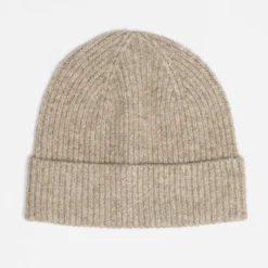 Bonnet taupe maille côtelée homme