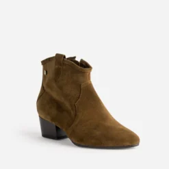 Boots ATELIER 1927 marron clair cuir velours