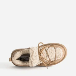 Boots basse camel cuir fourré à plateforme