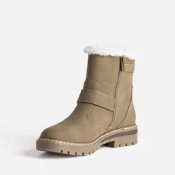 Boots beige col fourré