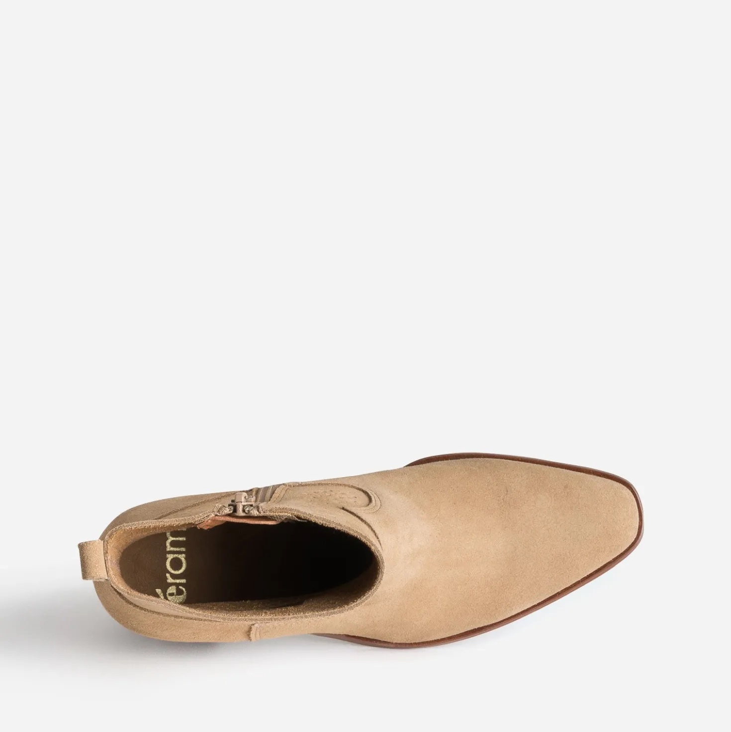 Boots beige cuir velours tige ajourée
