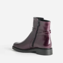 Boots bordeaux cuir bride cheville