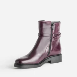 Boots bordeaux cuir bride cheville