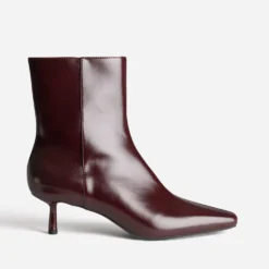 Boots bordeaux glacé kitten-heel