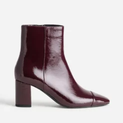 Boots bordeaux verni avec bout droit