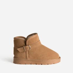 Boots BUGGY beige cuir velours fourré