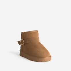 Boots BUGGY beige cuir velours fourré