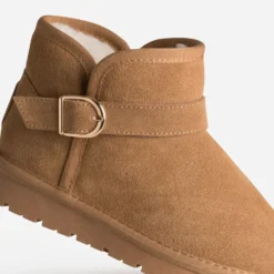 Boots BUGGY beige cuir velours fourré