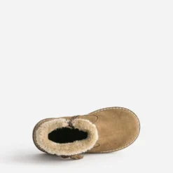 Boots BUGGY camel en cuir velours bord fourré