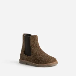 Boots BUGGY marron cuir velours léopard