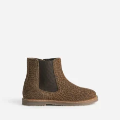 Boots BUGGY marron cuir velours léopard