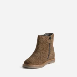 Boots BUGGY marron cuir velours léopard