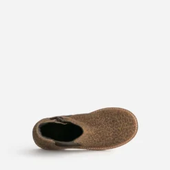 Boots BUGGY marron cuir velours léopard