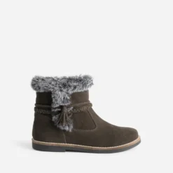 Boots BUGGY marron cuir velours à bord fourré