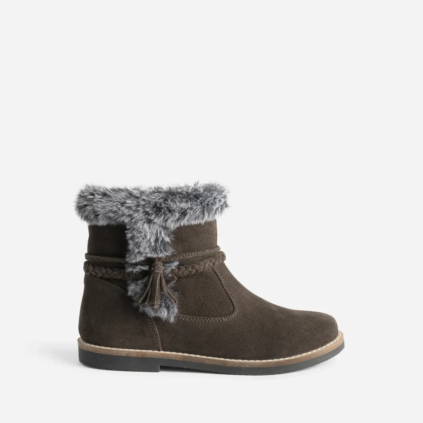 Boots BUGGY marron cuir velours à bord fourré