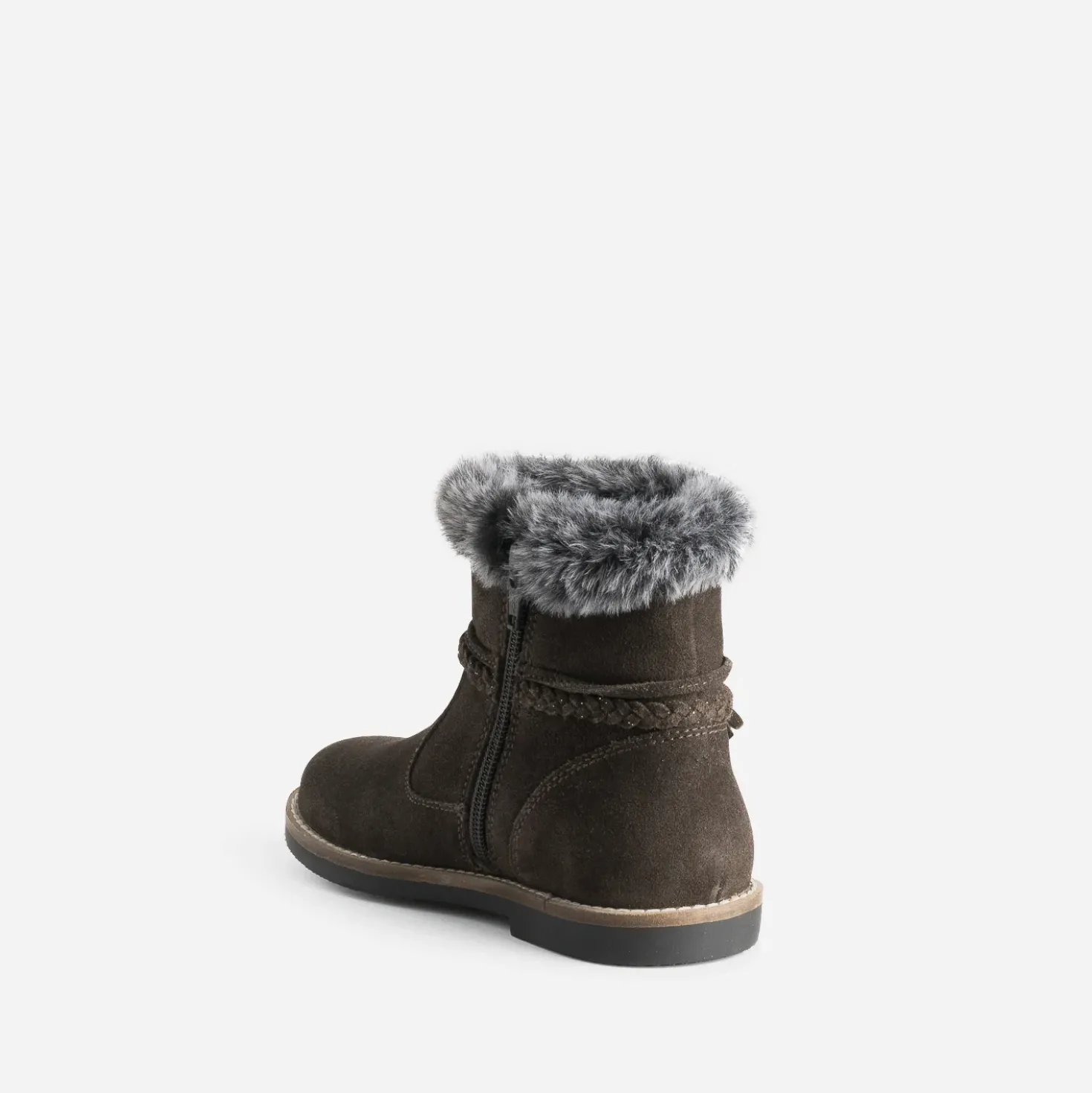 Boots BUGGY marron cuir velours à bord fourré