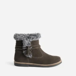 Boots BUGGY marron cuir velours à bord fourré